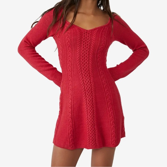 Free People Small World Mini Red Dress - Picture 1 of 2